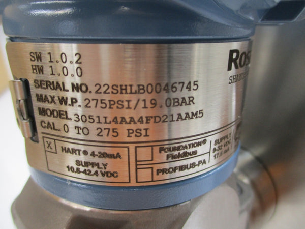 ROSEMOUNT 3051L4AA4FD21AAM5 10.5-42.4VDC 275PSI NSMP