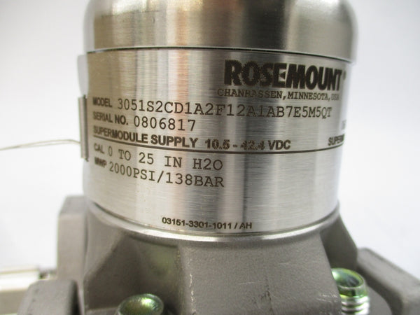 ROSEMOUNT 3051S2CD1A2F12A1AB7E5M5QT 10.5-42.4VDC 2000PSI NSMP