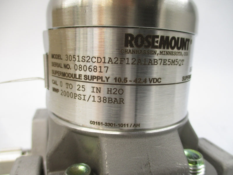 ROSEMOUNT 3051S2CD1A2F12A1AB7E5M5QT 10.5-42.4VDC 2000PSI NSMP