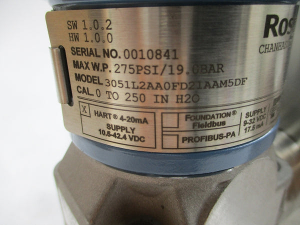 ROSEMOUNT 3051L2AA0FD21AAM5DF 10.5-42.4VDC 275PSI NSMP