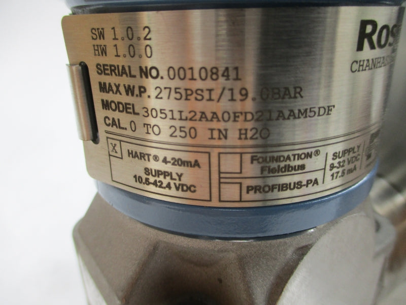 ROSEMOUNT 3051L2AA0FD21AAM5DF 10.5-42.4VDC 275PSI NSMP