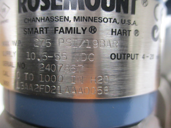 ROSEMOUNT 3051L3AA2FD21AAA0058 10.5-55VDC 275PI NSMP