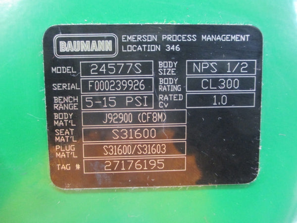 BAUMANN FISHER 3660 24577S 5-15PSI 1/2" NSNP