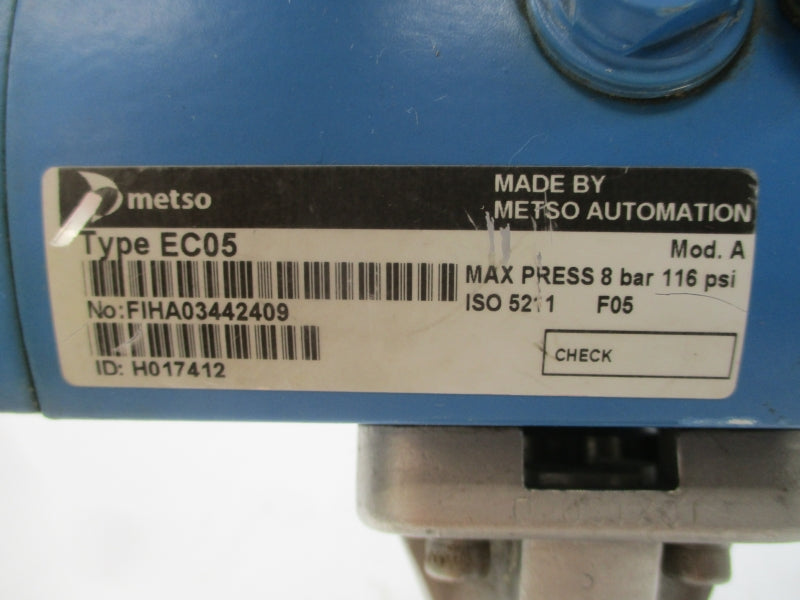METSO AUTOMATION RAA050AS ND821/S4 EC05 30VDC 116PSI REV. 5.02 NSNP