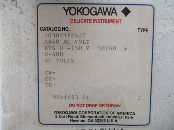 YOKOGAWA 103021PZSJ7 0-600VAC 5A NSMP