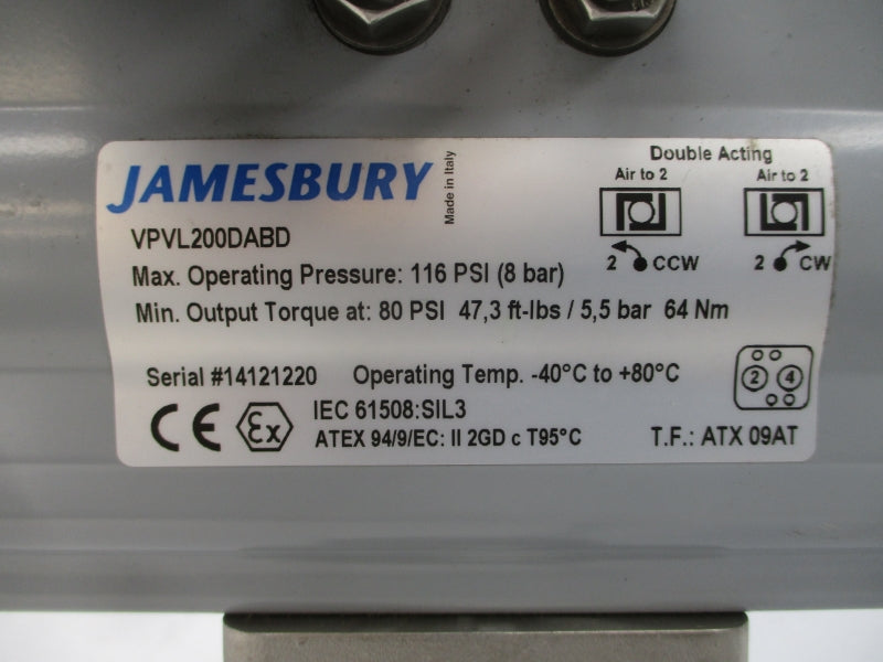 JAMESBURY 9FB 2236 X1B VPVL200DABD 475PSI 2" NSNP