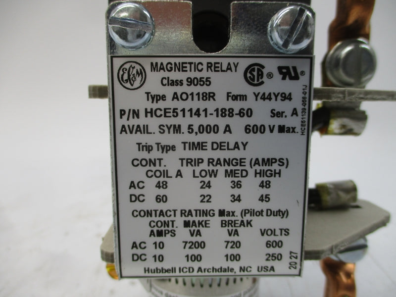HUBBELL 9055-AO118R HCE51141-188-60 SER. A 600V 60A NSMP
