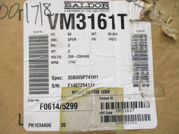 BALDOR VM3161T 35B005P741H1 208-230/460V 8.9-8.2/4.1A NSMP
