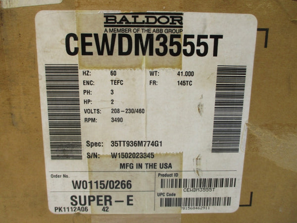BALDOR CEWDM3555T 35TT936M774G1 208-230/460V 5.3-5/2.5A NSMP