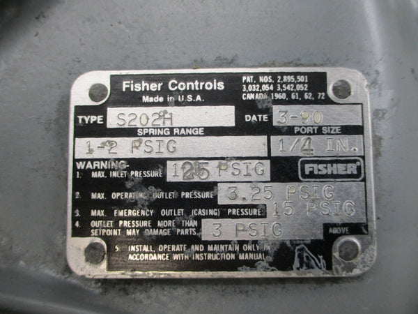 FISHER CONTROLS S202H 1-2PSI 1/4" UNMP