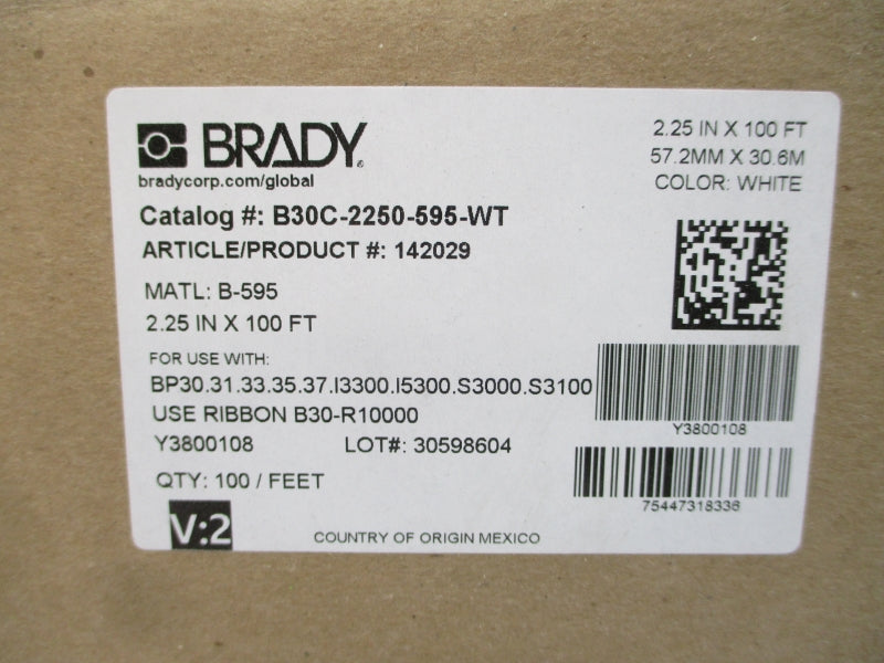BRADY B30C-2250-595-WT 142029 2.25"X100FT NSMP