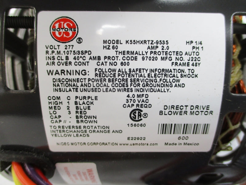 US MOTORS K55HXRTZ-9535 600 277V 2.0A NSMP