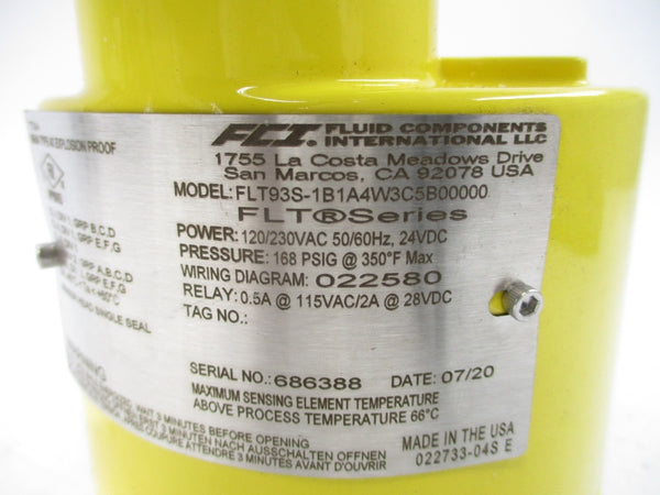 FCI FLT93S-1B1A4W3C5B00000 120/230VAC 0.5A 168PSI NSNP