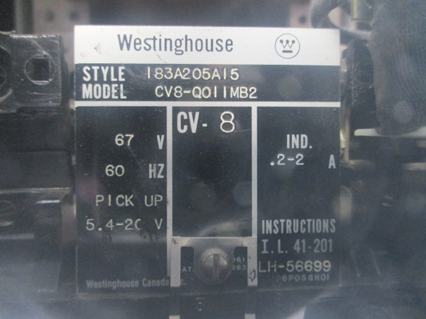 WESTINGHOUSE I83A205AI5 CV8-Q0IIMB2 5.4-20V .2-2A UNMP