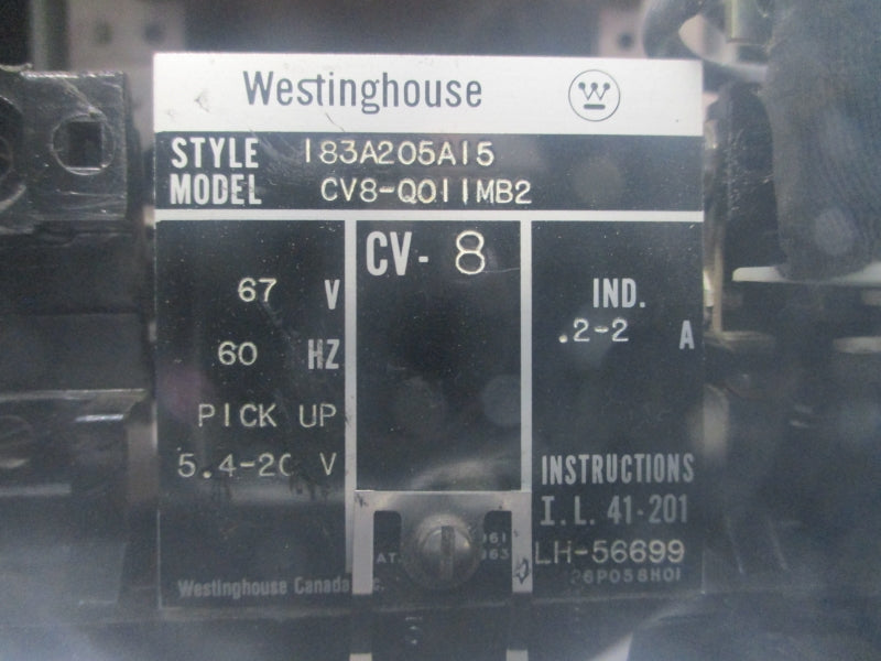 WESTINGHOUSE I83A205AI5 CV8-Q0IIMB2 5.4-20V .2-2A UNMP