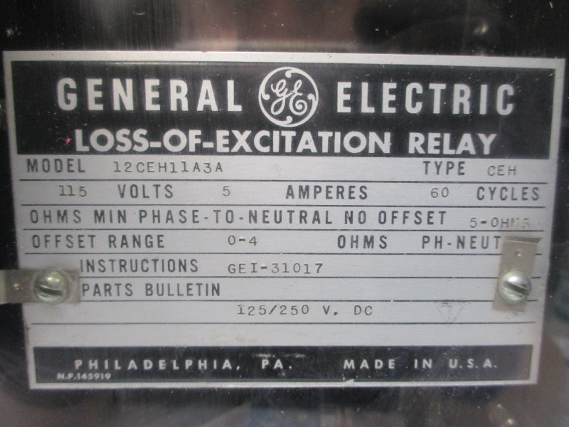 GENERAL ELECTRIC 12CEH11A3A CEH 115V 5A UNMP