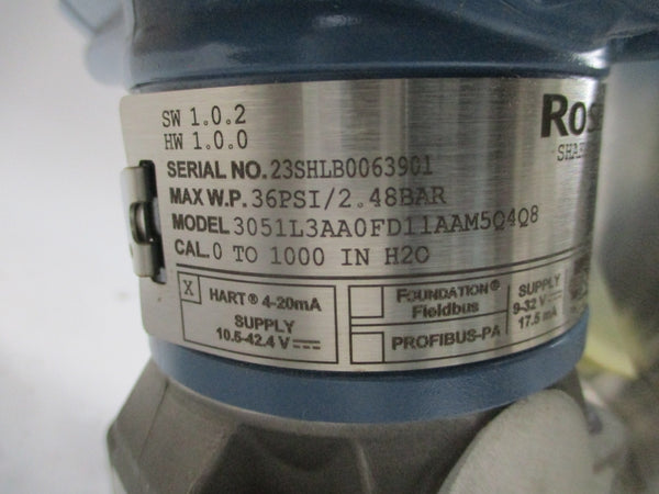 ROSEMOUNT 3051L3AA0FD11AAM5Q4Q8 10.5-42.4V 36PSI NSMP