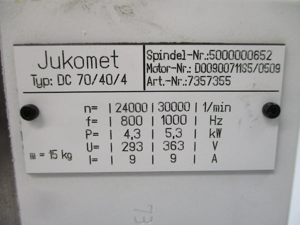 JUKOMET DC70/40/4 7357355 D00900711S5/0509 293/363V 9A NSNP