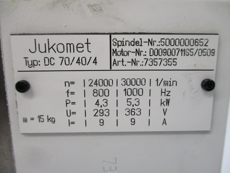 JUKOMET DC70/40/4 7357355 D00900711S5/0509 293/363V 9A NSNP