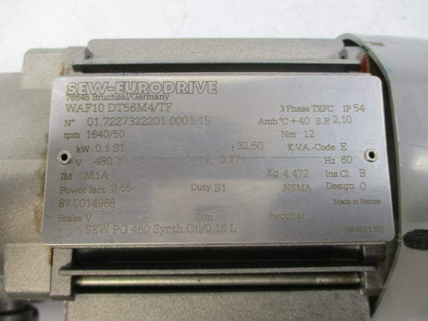 SEW-EURODRIVE WAF10DT56M4/TF 480V 0.27A NSNP