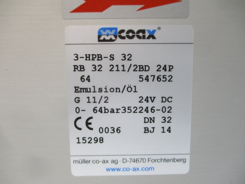 COAX 3-HPB-S 32RB32211/2BD24P 24VDC NSNP