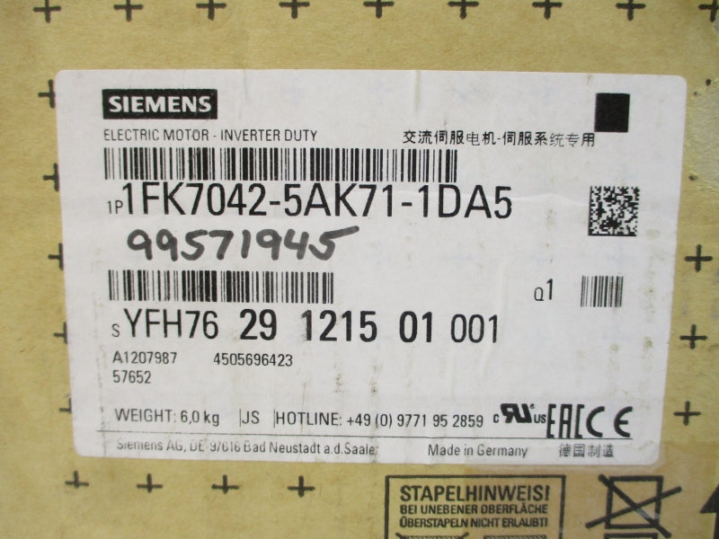 SIEMENS 1FK7042-5AK71-1DA5 264V 2.45/4.4A NSMP