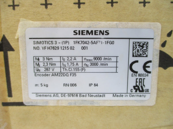 SIEMENS 1FK7042-5AF71-1FG0 267V 2.2/1.75A NSMP