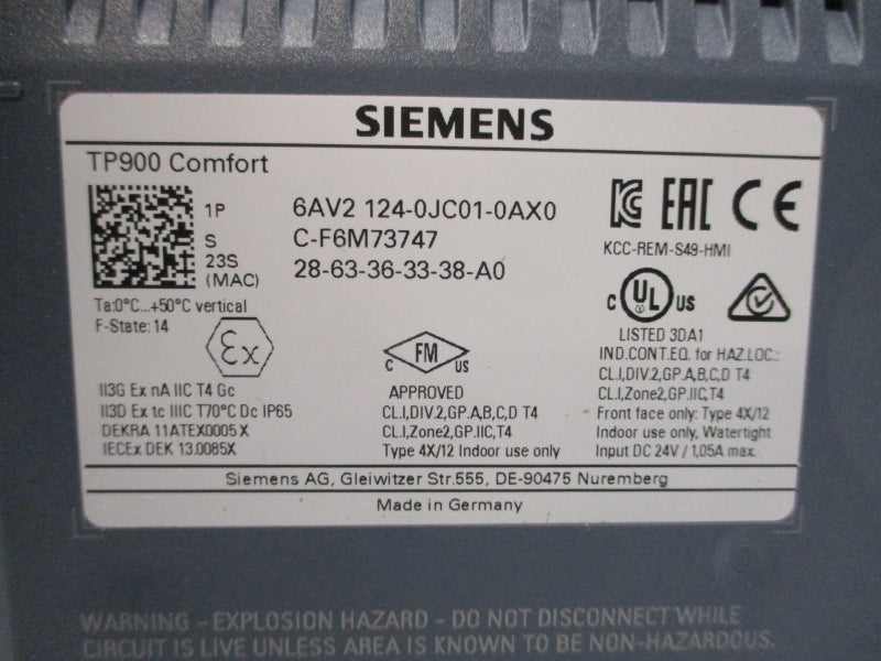 SIEMENS 6AV2124-0JC01-0AX0 24VDC 1.05A NSMP