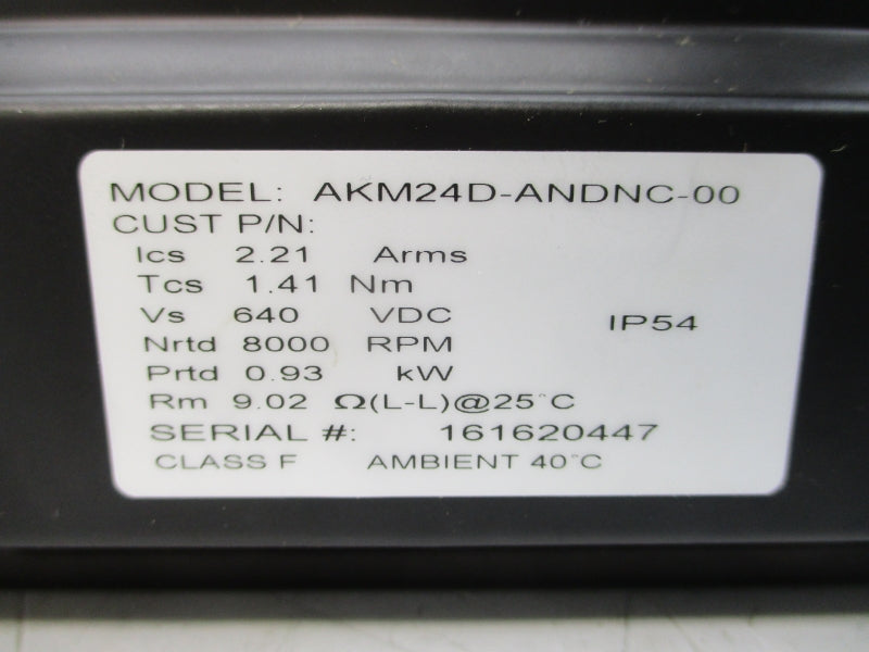 KOLLMORGEN AKM24D-ANDNC-00 640VDC 2.21A NSMP