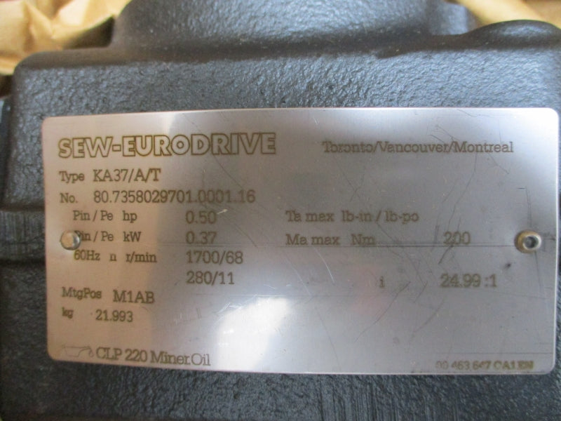 SEW-EURODRIVE KA37/TDRS71S4/MM03/MO 380-500V 1.10A NSMP