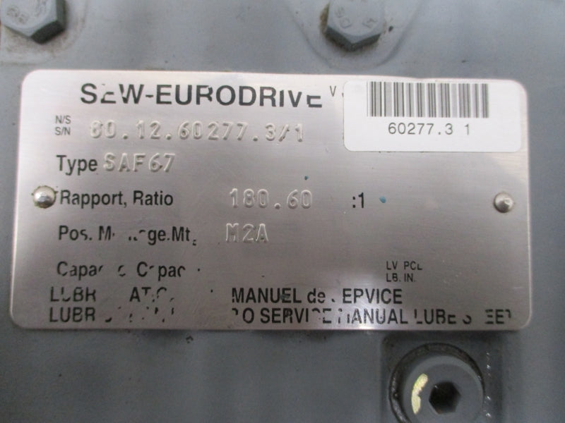 SEW-EURODRIVE SAF67DT80N4ASA1 277/480V 3.05/1.74A NSNP