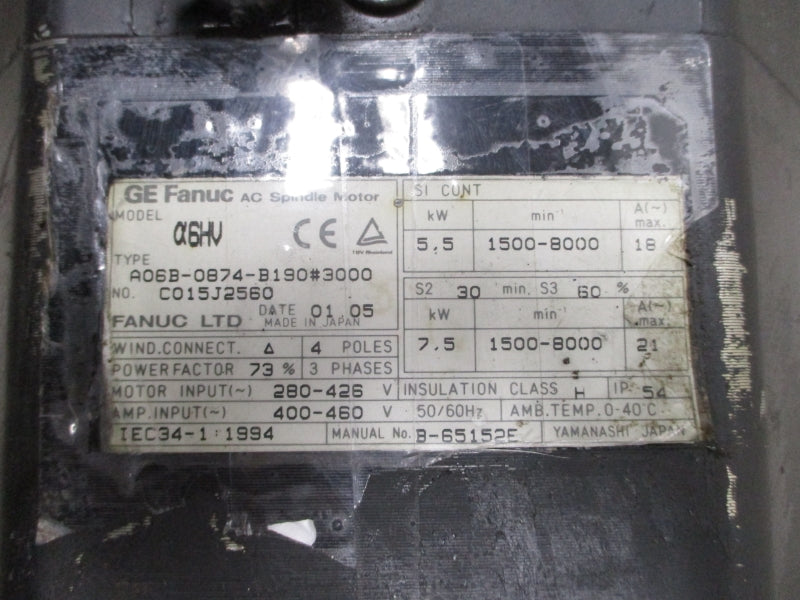FANUC A06B-0874-B190#3000 280-426/400-460VAC 18/21A UNMP