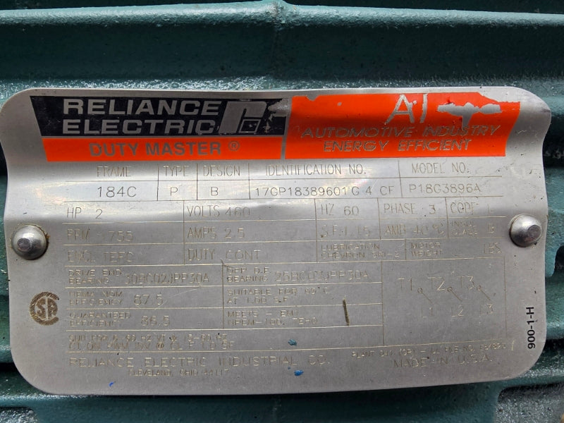 RELIANCE ELECTRIC 17GP18389601G4CF P18G3896A 460V 2.5A NSNP