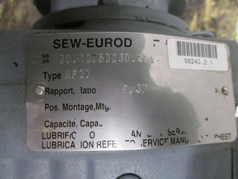 SEW-EURODRIVE SA67.37DT80K4BMG1HFASAX 240/480V 2.78/1.39A NSNP