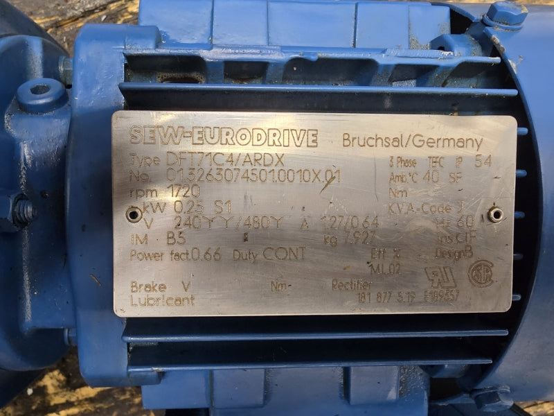 SEW-EURODRIVE DFT71C4/ARDX 240/480V 1.27/0.64A NSNP