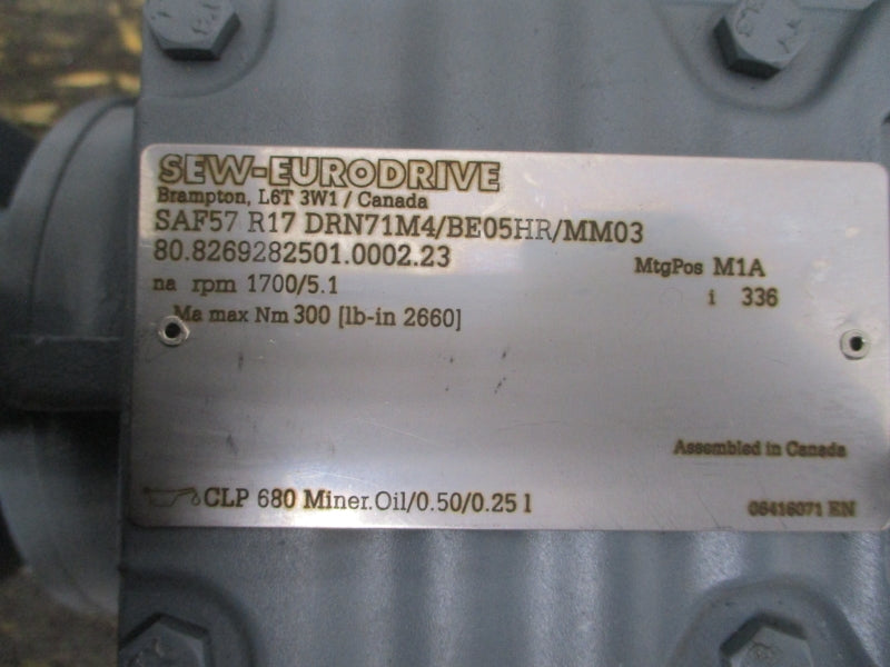 SEW-EURODRIVE SAF57R17DRN71M4/BE05HR/MM03 380-500V 1.10A NSNP