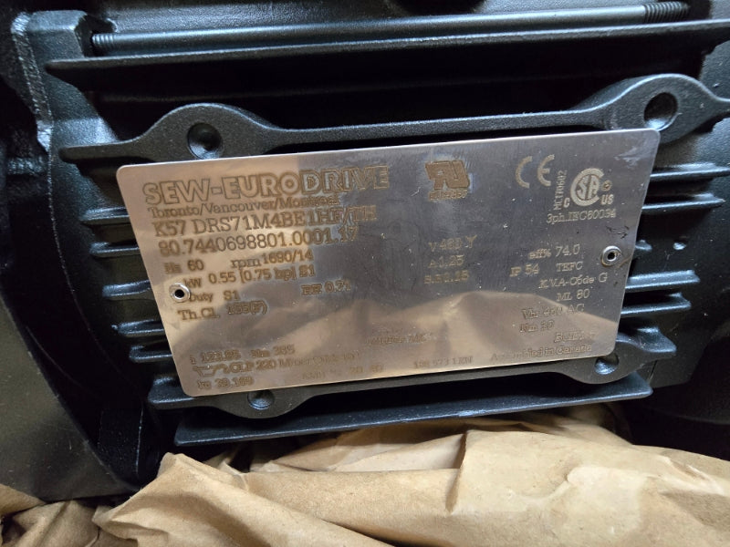SEW-EURODRIVE K57DRS71M4BE1HF/TH 460V 1.25A NSMP