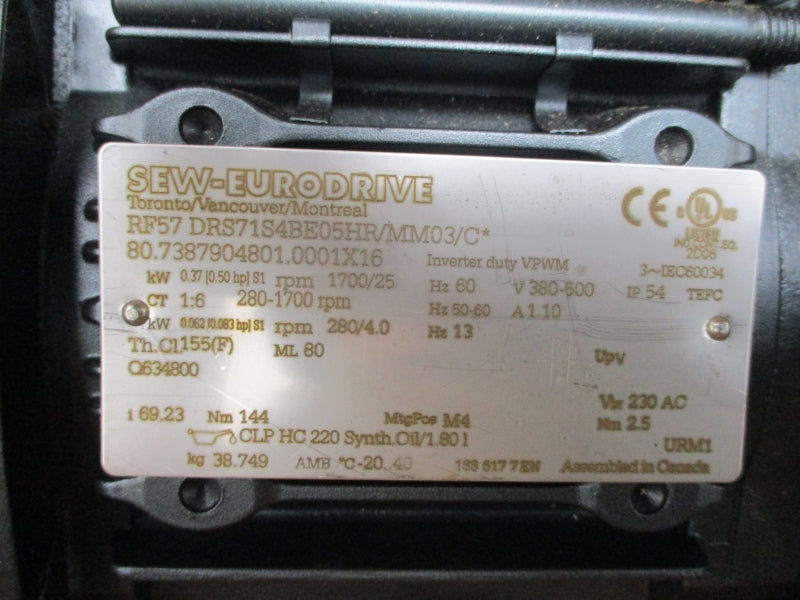 SEW-EURODRIVE RF57DRS71S4BE05HR/MM03/C* 380-500V 1.10A NSMP