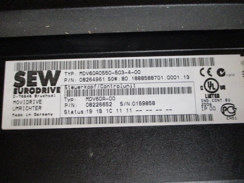SEW-EURODRIVE MDV60A0550-503-4-00 08264961 380-500VAC 94.5A NSMP