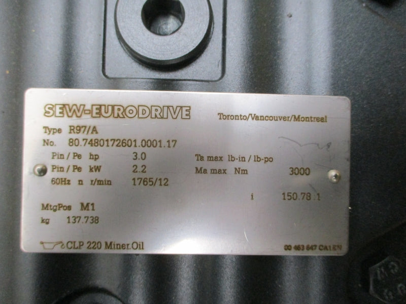 SEW-EURODRIVE R97DRN100L4 230/460V 8.30/4.15A NSMP