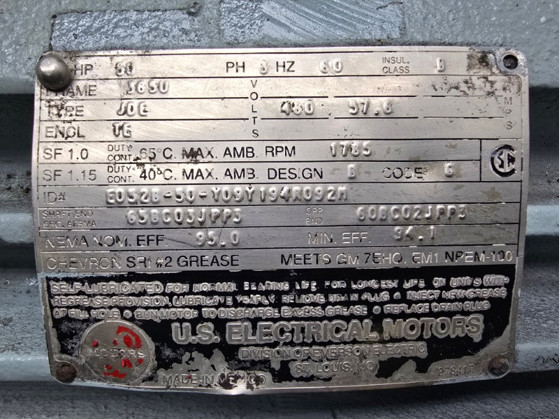 US MOTORS E052B-50-Y09Y194R092M 480V 57.6A NSNP