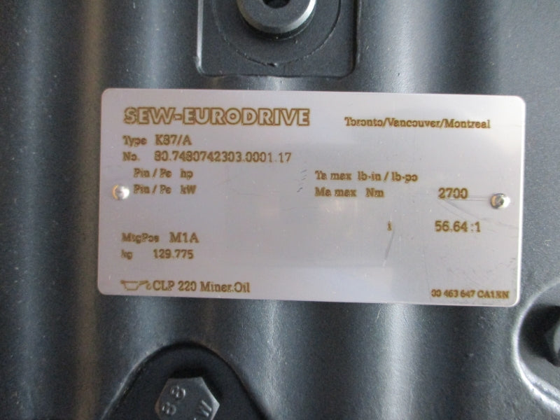 SEW-EURODRIVE K87R57DRN90S4/MM15/MO 380-500V 3.00A NSMP