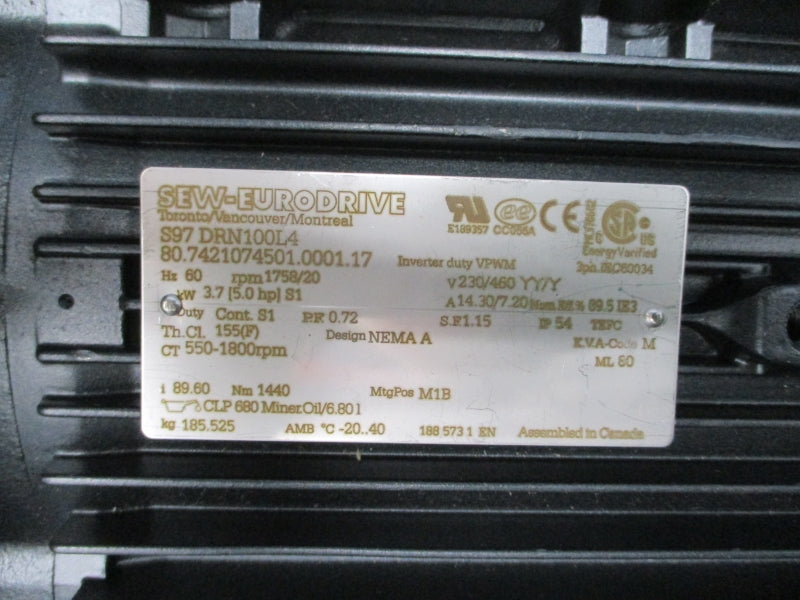 SEW-EURODRIVE S97DRN100L4 230/460V 14.30/7.20A NSMP