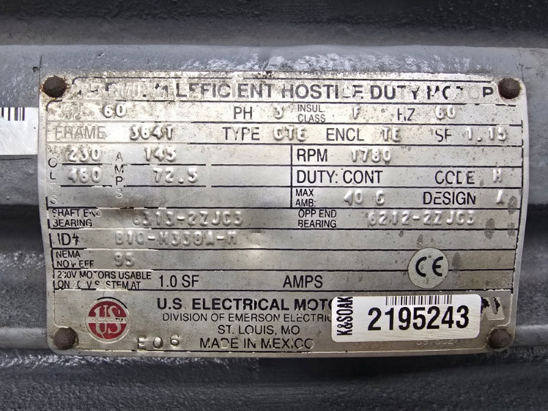 US MOTORS B10-H338A-H 230/460V 72.5/143A NSNP