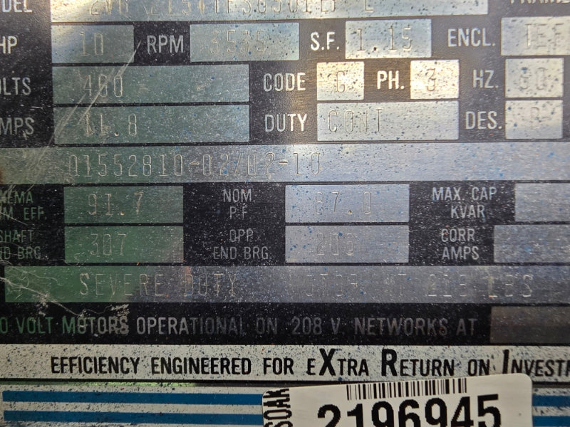 MARATHON ELECTRIC 2VB215TTFS6501EPL 460V 11.8A NSNP