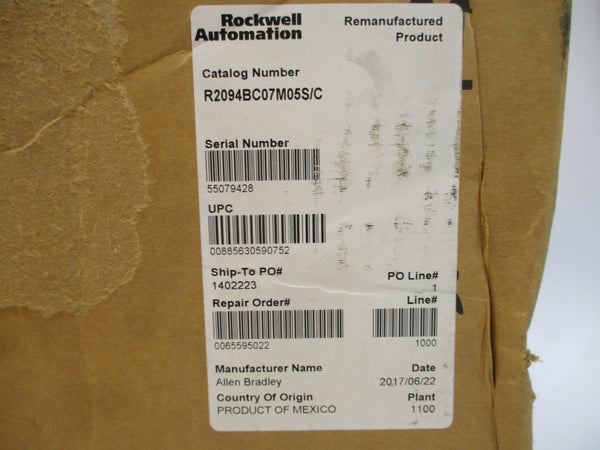 ALLEN BRADLEY 2094-BC07-M05-S SER. C F/W 1.136 380-480VAC 71A REMAN