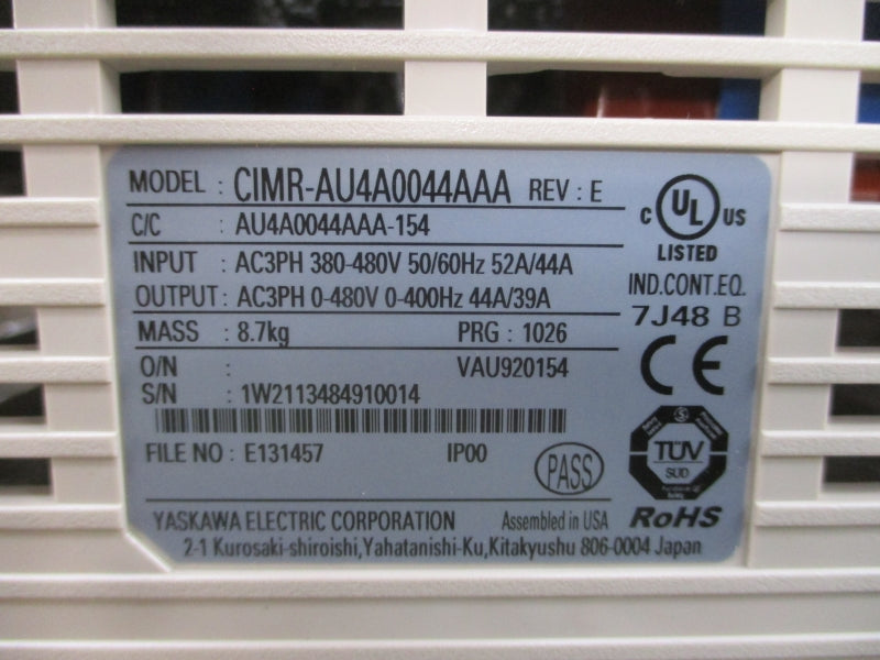 YASKAWA CIMR-AU4A0044AAA 380-480VAC 52/44A REV. E NSMP