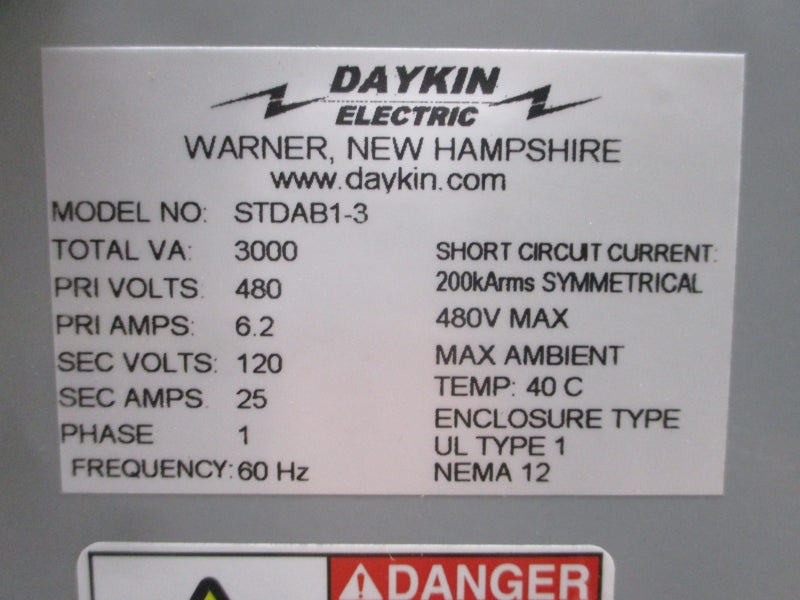 DAYKIN ELECTRIC STDAB1-3 480V 6.2A NSNP