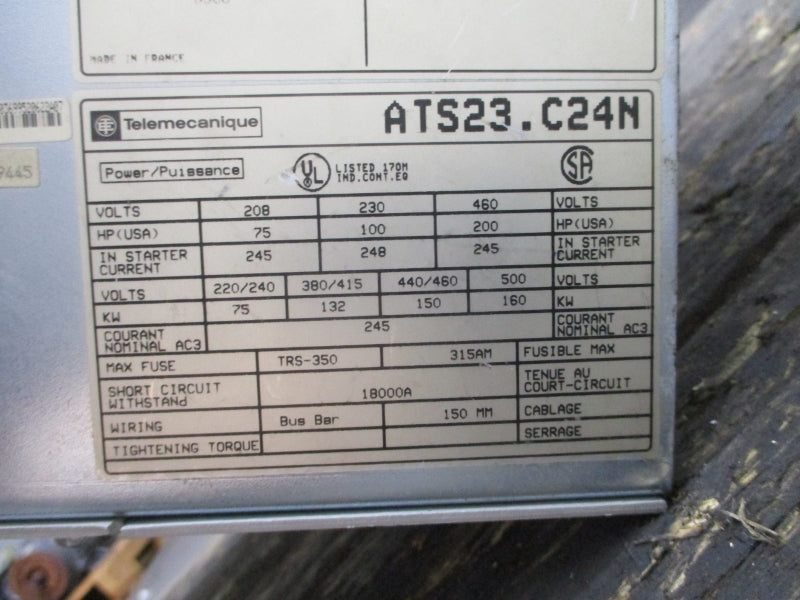 TELEMECANIQUE ATS23PC24N 208-230/460V 245A NSNP