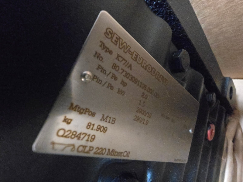 SEW-EURODRIVE K77DRE90M4/MM15/MO/LN 380-500V 3.00A NSMP